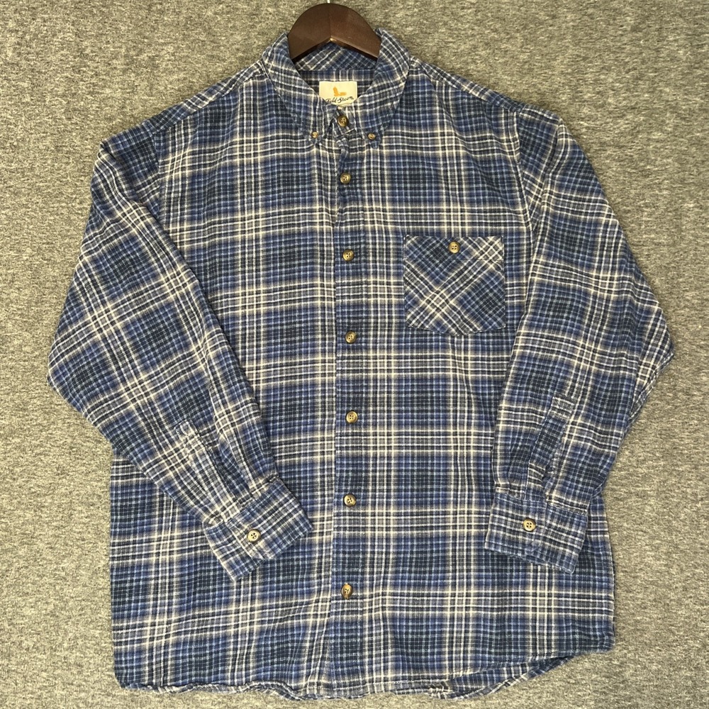 Field & Stream Blue Plaid Flannel Long Sleeve‎ Button Down Shirt Men Size XL